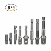 3/8Pcs 1/4 3/8 1/2 컬러 육각 정사각형 헤드 소켓 확장 바 전기 렌치 슬리브 연결 변환로드, 01 type1(8Pcs)