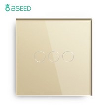 BSEED Zigbee 터치 스위치 1/2/3Gang 1/2/3Way 스마트 라이트 벽 Tuya Control 라이프 APP Google Alexa Neutral, 07 Zigbee 3Gang Golden