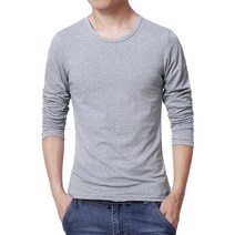 방검복 경찰방검복 방검조끼 남성 셔츠 단색 하프 하이 칼라 가을 탑 캐주얼 긴 소매 기본 수축 방지 탄성, 04 O Neck-Light Grey_01 M