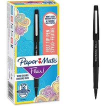 페이퍼 메이트 Papermate Flair 펜 오리지날 FTP M 블랙 12개 1박스, 기본