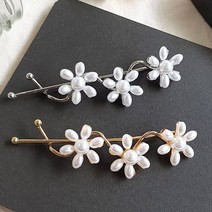 바이진주리본 세송이 진주꽃 헤어핀