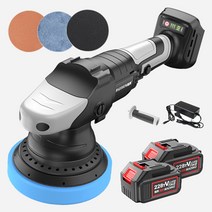 Horison 무선 자동차 광택기 듀얼 폴리싱 충전식 차량 폴리셔 차량용 왁싱기 광택, 6000RPM 20V 배터리 2개_패드 포함