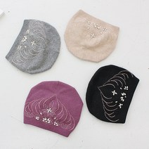 지오마켓 포근한 겨울 여성 반짝이 패션 니트 비니 중년 벙거지 모자 실내 머리 헤어두건