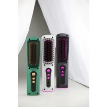 USB 무선 스트레이트 빗 매직 양용 스트레이트 헤어 미니 여행 휴대용 충전 스타일 빗, 녹색, 하나