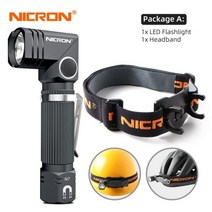 고휘도 손전등 써치라이트 led 휴대용 NICRON Led 야외 N7 Handfree 듀얼 연료 90 도 트위스트 로터리 클립 600lm 방수 자석 미니 조명 토치, 패키지, 협력사, 검은 색