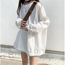 프리티글라라 오버핏 롱티 여성 긴팔 박시 루즈핏 면 티셔츠 wt-101
