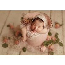 아기 신생아 본아트 촬영 사진 소품 바구니 침대 성장 스냅 셀프 스튜디오 모음 기념, 핑크 구제 철통