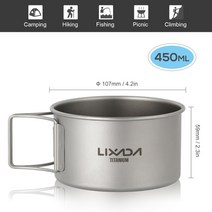 티타늄 그릇 캠핑 머그 야외 식기 캠핑 컵 머그 냄비 두 캠핑 그릇 물 컵 머그 조리기구, 협동사, 450ML