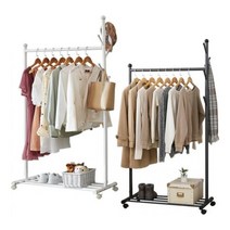 자작나무 행거 이동식 화이트 메탈블랙 옷걸이행거