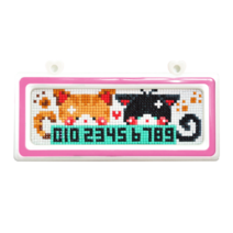 블링블링 보석십자수 주차번호판 DIY 세트 비즈 큐빅 캐릭터 소형, 야옹이-투톤번호판주차(핑크)