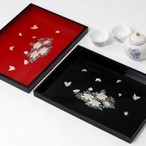 나전칠기 목단나비 자개쟁반, 1개