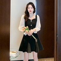Amaethon 여성 퍼프소매 꽃무늬 미니 원피스