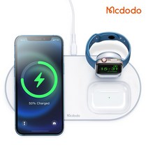 [Mcdodo] 맥도도 3in1 고속 무선충전기 (아이폰/갤럭시 에어팟/무선이어폰TWS 애플워치), 화이트 (CH-7060)