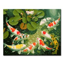 DIY캔버스페인팅 명화그리기 - 동물 40x50, A22_연못속의 잉어