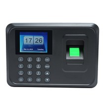 지능형 생체 인식 지문 암호 출석 기계 직원 체크인 레코더 2.4 인치 TFT LCD 화면 DC 5V 시간 출석 시계, Black  EU Plug
