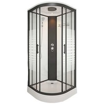 코너형 샤워실 화장실 욕실 파티션 인테리어 부스, 블랙 화이트 90x90