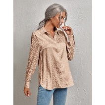 2023 봄 여름 오피스 레이디 프린트 셔츠 여성 캐주얼 버튼 업 셔츠 긴 소매 레오파드 여성 카디건 우아한상의