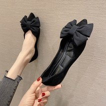리본플랫 레드 블랙 왕리본 발편한 뾰족 플랫슈즈