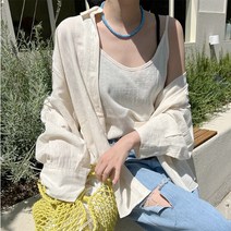3컬러 메이크 린넨 박시셔츠 남방 끈나시 세트