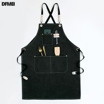 DFMEI 캔버스 앞치마 바리스타 플라워 숍 헤어 디자이너 플라워 아티스트 레스토랑 바 근무 의류, 블랙, 1개