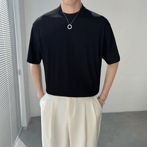 쿨 반소매 2022 여름 미니멀 와이드 루즈핏 이너티셔츠 고퀄리티 감각 반팔 TEE 에어매쉬 4997032529