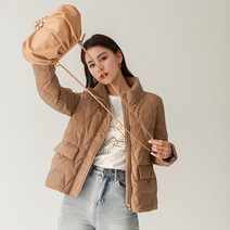 여성 퀼팅 얇은 덕 다운 오리털 숏 하프 패딩 자캣
