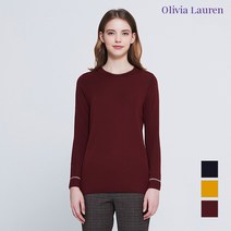 올리비아로렌 아울렛 이월 겨울 배색 라운드 풀오버 VOBBLVW9121
