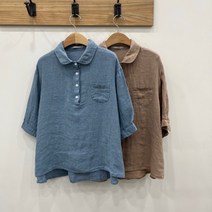 러브앤쇼 반 오픈 린넨 블라우스 LCDEGBL02