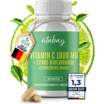 비타민 C 1000 mg + 바이오플라보노이드 - 출시 시간 - 비건 정제 500정, 1개