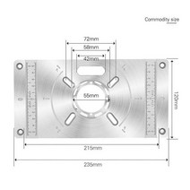 루터기 트리머 235x120x8mm 알루미늄 합금 라우터 테이블 삽입 플레이트 트리밍 기계 플립 보드 4 개의 링, 01 A