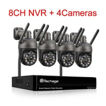 Techage 무선 비디오 보안 카메라 시스템 야외 양방향 오디오 와이파이 IP 카메라 P2P CCTV 감시 NVR 키, 02 8CH NVR 4 Camera C_01 없음