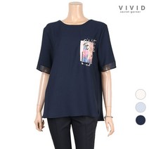 [VIVID SG] 포켓장식 쉬폰배색 티셔츠 VS124025