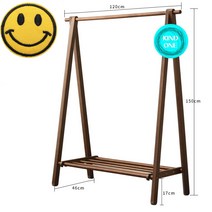 나무 원목 행거 긴옷 접이식 옷걸이 스탠드행거 원룸 드레스룸 매장 A타입+스마일와펜(4.5cm), 월넛 1200나무선반+스마일와펜