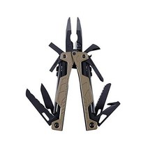 LEATHERMAN - 스프링 장착 플라이어 및 스트랩 커터가 있는 OHT 한 손 멀티툴, Coyote Tan with MOLLE Brown Sh