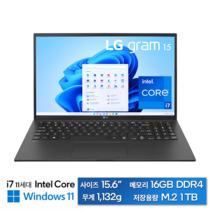 LG그램 터치스크린 15인치 초경량 i7프로세서 11세대 윈도우11 16GB 1TB, 15Z95P, WIN11 Home, 코어i7, 블랙