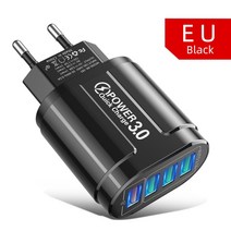 초고속무선충전기 무선 충전 패치 멀티 초고속 충전기 Lovebay 4 포트 USB 고속, 03 Black EU Plug