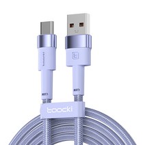 Toocki 마카롱 C타입 3A 고속충전 케이블, 1m, 퍼플
