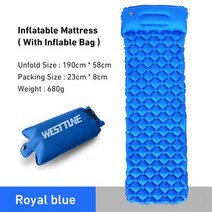캠핑용 초경량 에어 쿠션 야외 슬리핑 패드 베개 포함 여행용 에어 매트 하이킹 배낭 여행용, With Inflable Bag 3