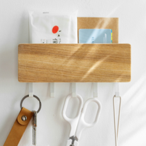 Threeofus 접착식 현관문 마스크걸이대 키홀더 차키 보관함, 다크브라운, 1개