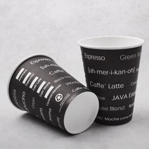 카페 사무실 커피 음료 일회용 핫컵 커피컵 디자인컵 8온스 블랙영문 종이컵 200개, 8온스 블랙영문컵 200개