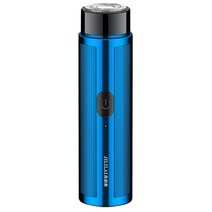 장미Men#39;s Mini Electric Shaver Lightweight Beard Trimmer USB Rechargeable Pocket LED Battery Disp, 02 Blue