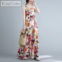 [Kingfishe]여성 플라워 원피스 바캉스룩 치마 빅사이즈 May524ZZ606YH06