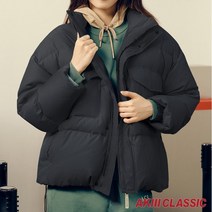 [아키클래식][본사정품] 오버핏 베이직 공용 구스다운 점퍼 블랙