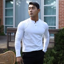 보스트핏 남자 머슬핏 헨리넥 긴팔 티셔츠 5color
