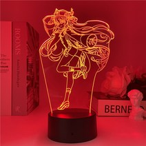 원신 아크릴 LED 스탠드 조명 무드등 종려 감우 유라 각청 호두, A + 블랙 7컬러 터치