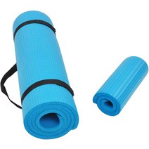 BalanceFrom GoYoga+ 다목적 요가 매트 및 무릎 보호대 그레이 초대형 고밀도 휴대용 스트랩 포함, Blue