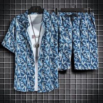 M-3XL 남성용 반팔 반바지 여름 하와이 비치 리조트 스타일 슈트