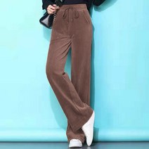 FANSYLI 여자 가을 겨울 코듀로이 하이웨이스트 와이드 팬츠 9F