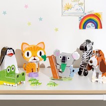 여러종류의 동물 퍼즐 입체종이조립 어린이 만들기재료인기 diy 어린이만들기 재료 집콕놀이 키트 초등집콕놀이 유아집콕놀이, 강아지