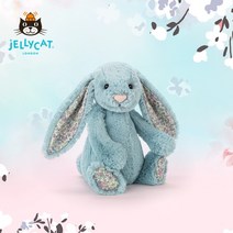 젤리캣 버니 블라썸 아쿠아 꽃 천 민트 그린 M 귀여운 부드러운 토끼 인형 애착인형, 31cm